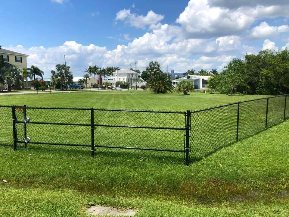 New sod lawn inside a fenced backyard